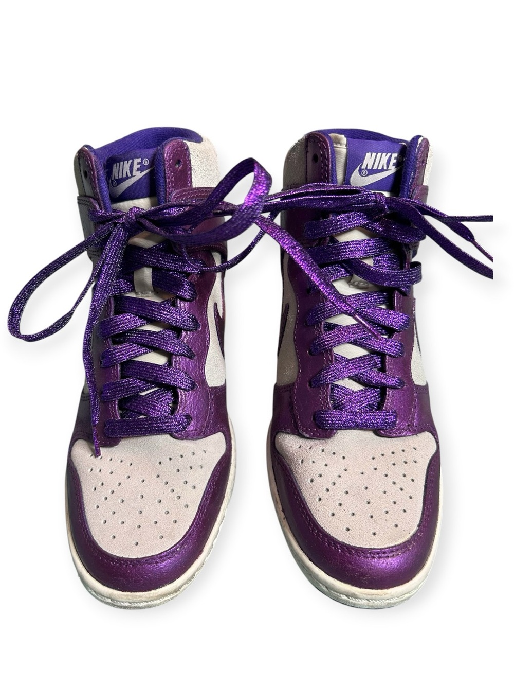 Nike Dunk Sky High Wedge Sneaker - Size 7.5, Metallic Purple - Picture 2 of 5